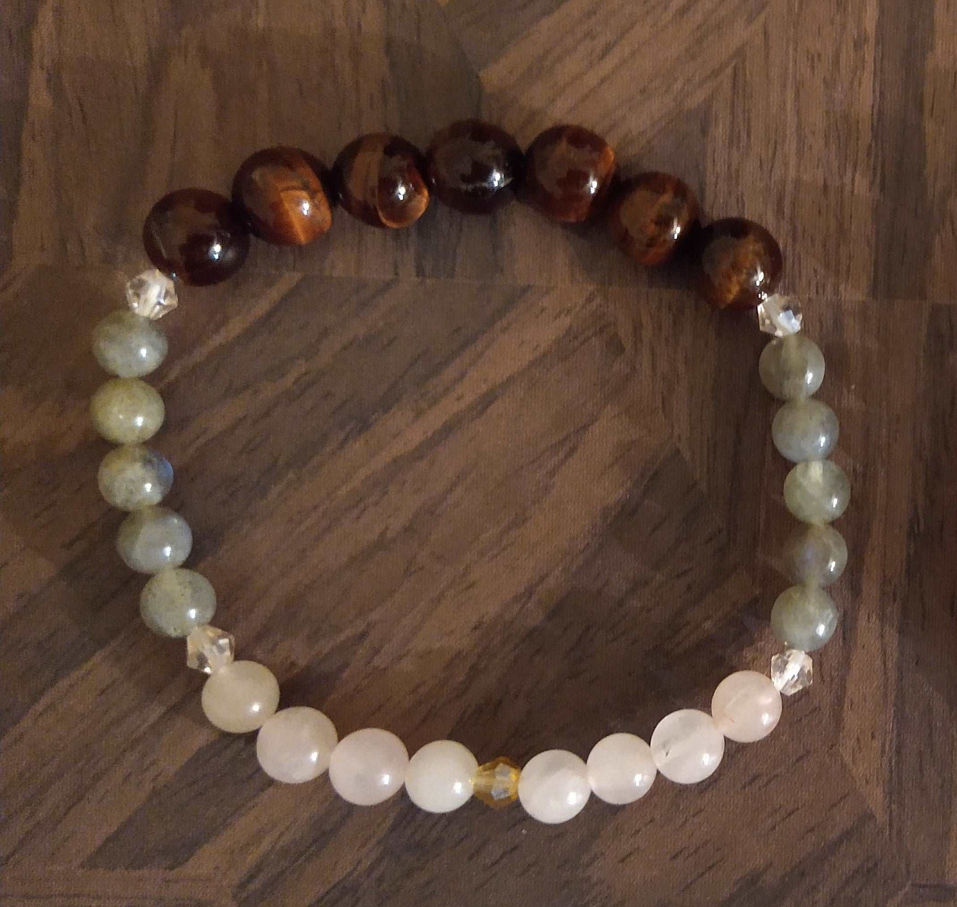 Red tigers eye,/laboradite/rose quartz bracelet