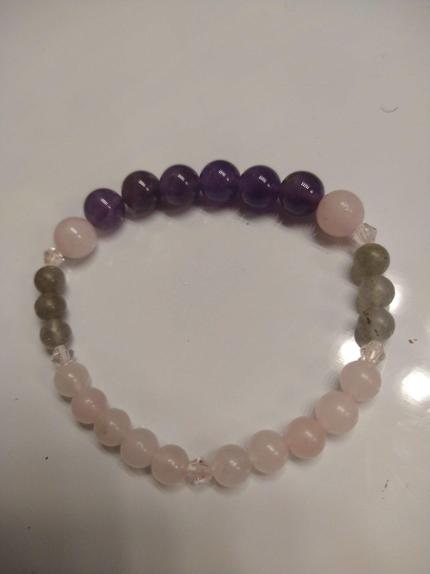 Amethyst/labordite/rosequartz gemstone bracelet